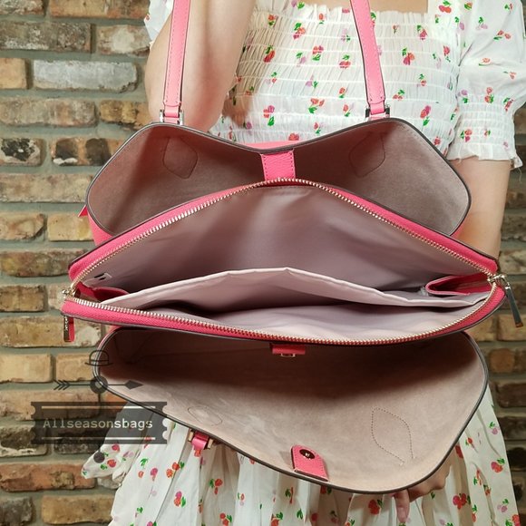 Kate Spade NY New York ZEE ZEE Large Work Tote IN Peach Melba Shoulder bAg - Picture 2 of 6